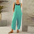 thumbnail image 2 of Mujer señoras verano otoño peto Cami Top botones mono holgado mono mono bolsillos pantalones vacaciones, 2 of 4