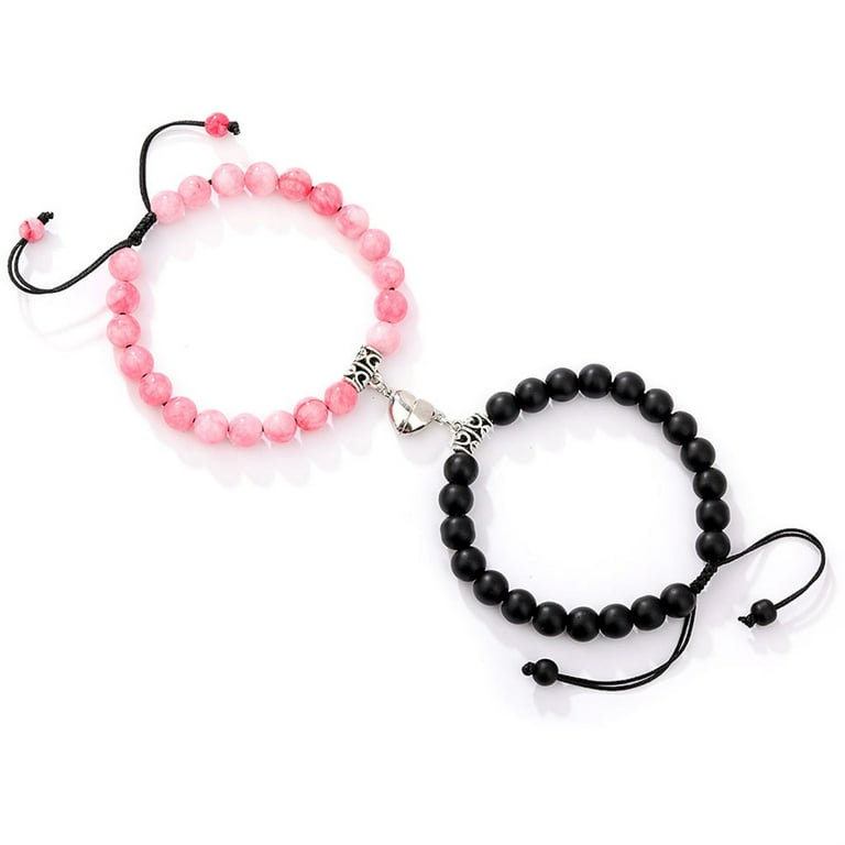 Natural Stone Beads Lovers Distance Magnet Bracelets Jewelry Findings 2pcs  Set