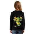 thumbnail image 4 of Xoenoiee Green Axolotl Print Girls Long Sleeve Shirt Casual Tie Hem Tee Tops Round Neck T Shirts Fall Clothes Active Outfits, Size 5-6 Year, 4 of 7
