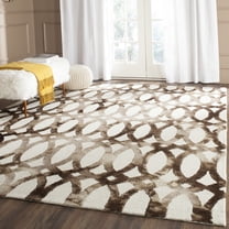 Safavieh Dip Dye Rosanne Distressed Area Rug, Ivory/Chocolate, 7' x 7' Square