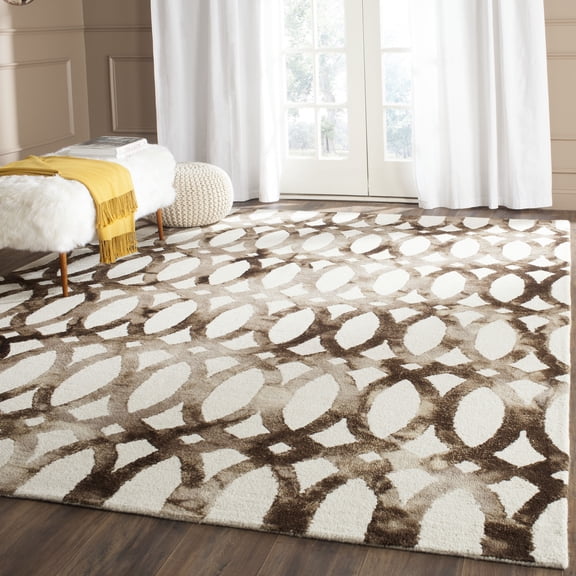 Safavieh Dip Dye Rosanne Distressed Area Rug, Ivory/Chocolate, 7' x 7' Square