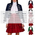 thumbnail image 3 of Sexlip Women Stand Collar Military Style Blazer Jacket Double Row Gold Stripe Button Decor Cropped Long Sleeve Costume Outer Coat For Party Stage Red XL, 3 of 6