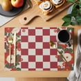 thumbnail image 2 of Red Plaid Placemats Set of 4, Japanese Farmhouse Floral Flowers Buffalo Checked Placemats for Dining Table, Place Mats for Kitchen Tabletop, Waterproof Wipeable Dining Table Mats Set, 2 of 9