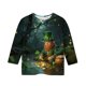 thumbnail image 5 of Blusas y camisas de manga larga con cuello redondo, informales, con estampado del Día de San Patricio, de manga tres cuartos y cuello redondo, para niños de talla mediana y grande., 5 of 6