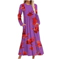 thumbnail image 2 of WFJCJPAF 2025 New Halloween Halloween Dresses for Women You Wear to Halloween Wedding,Ladies'and Winter Fashionable Round Neck Long Sleeved Halloween Printed Dress - Purple L, 2 of 5