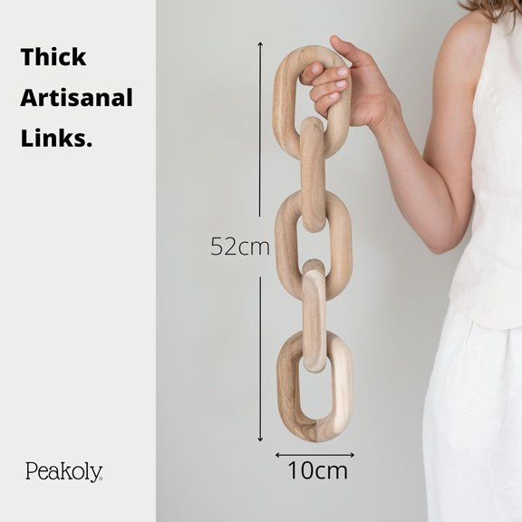Book Shelf Decor Items - Acacia Wood Chain Link Decor, Coffee Table Accessories, Bookshelf Decors, Sculpture for Shelves, Wooden Decorative Objects, Link Ornament, Living Room Accents$$Furniture