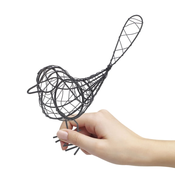 RENACLIPY Black Wire Bird Sculpture, Metal Garden Art Figurine for Indoor and Outdoor Decorative Display