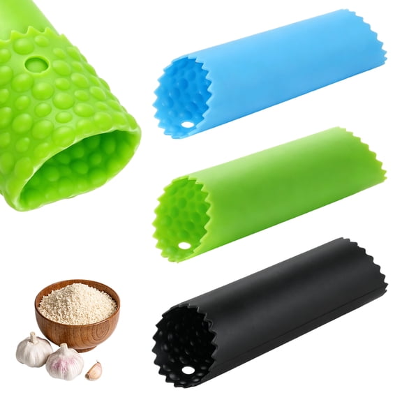 TEXIJUSO Garlic Peeler Skin Remover Roller, Easy to Peeled Garlic Cloves with Silicone Rubber Tube Roller Kitchen Garlic Tools Peeling Without Smell with Internal Wave Points Design (3 Colors)