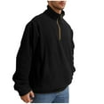 thumbnail image 5 of APEXFWDT Men's Polar Fleece Quarter Zip Sweatshirt - Stand Collar Athletic Top with Side Pockets Loose Fit Pullover S-3XL,L,Black, 5 of 9