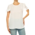 thumbnail image 6 of Women's Chic Ruffle Sleeve Blouse – Round Neck, Solid and Print Styles, 6 of 6