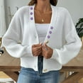 thumbnail image 4 of WRKEKC Embroidered Floral Cardigan Oversized Knit Fall Winter Layer Cozy Lounge Wear Plus Size Available White L, 4 of 5