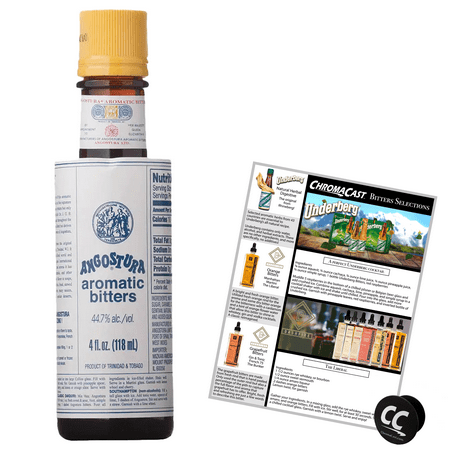 Angostura Aromatic Bitters 4oz Bottle with Phone Grip and Bitters Selections Recipe | 4 PACK