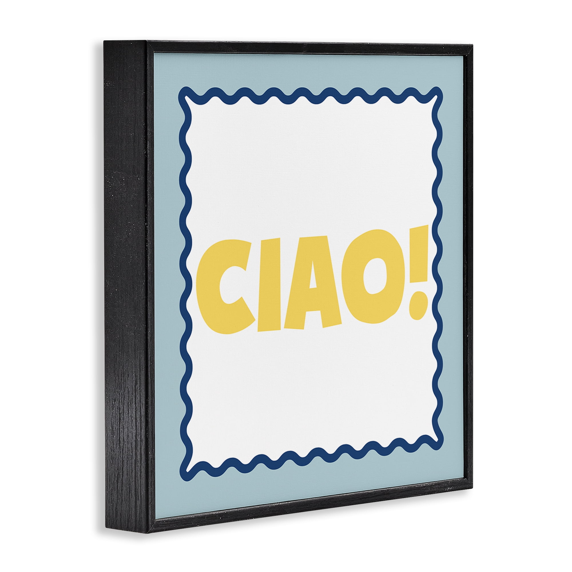 Stupell Industries CIAO! Bold Yellow Typography Black Framed Giclee Art, design by SD Graphics Studio