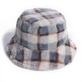 thumbnail image 2 of Diufon Women's Winter Warm Bucket Hat Plush Thickened Warm Plaid Hats Fleece Lined Outdoor Windproof Cap, 2 of 3