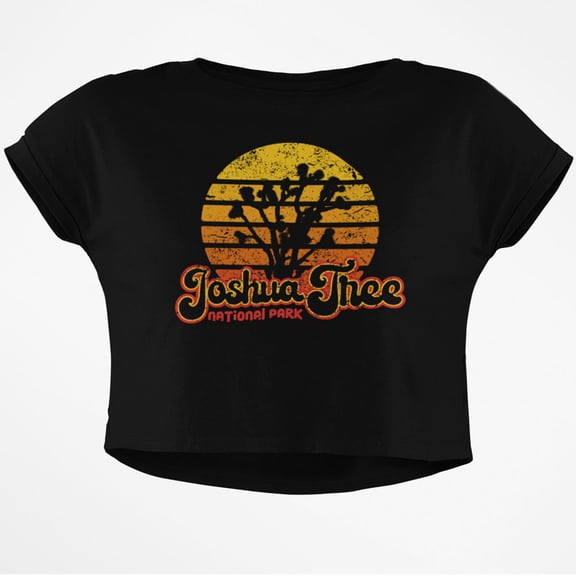 National Park Retro 70s Sunset Joshua Tree Junior Boxy Crop Top T Shirt