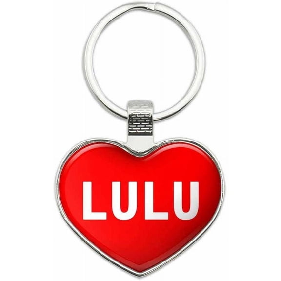 Lulu - Names Female Metal Heart Keychain Key Chain Ring, Red