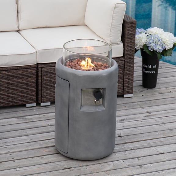 VENTOPYR Outdoor 16-inch 40,000 BTU Round Propane Fire Pit (Grey)
