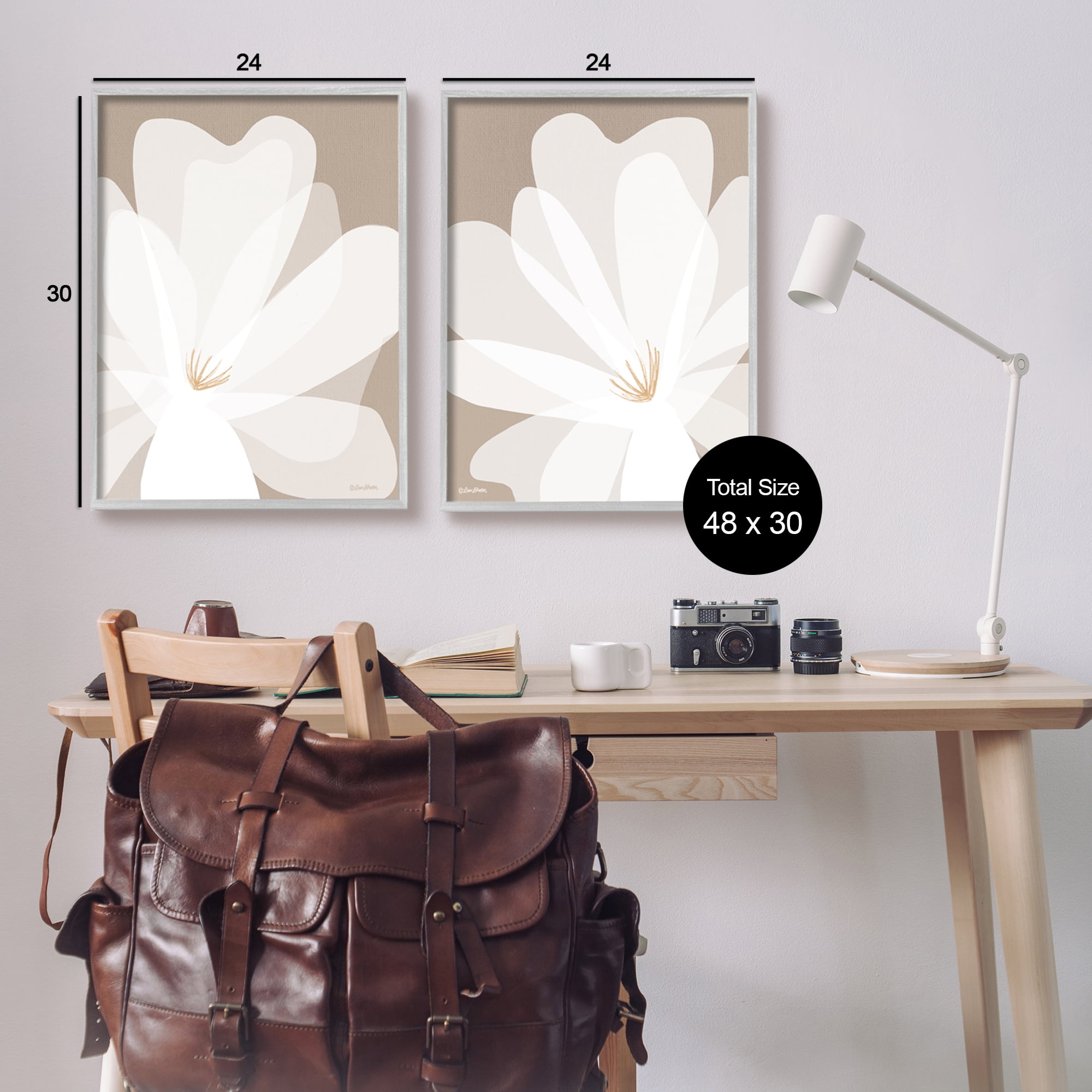 Stupell Industries White Boho Flowers Botanical & Floral Painting Gray Framed Art Print Wall Art, 24 x 30