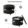 thumbnail image 3 of Hassch Flip-Top Coffee Table with Hidden Storage & Open Shelf, Dual-Tier Round Center Table w/ Solid Wood Legs, Modern Living Room Furniture, Black, 3 of 6