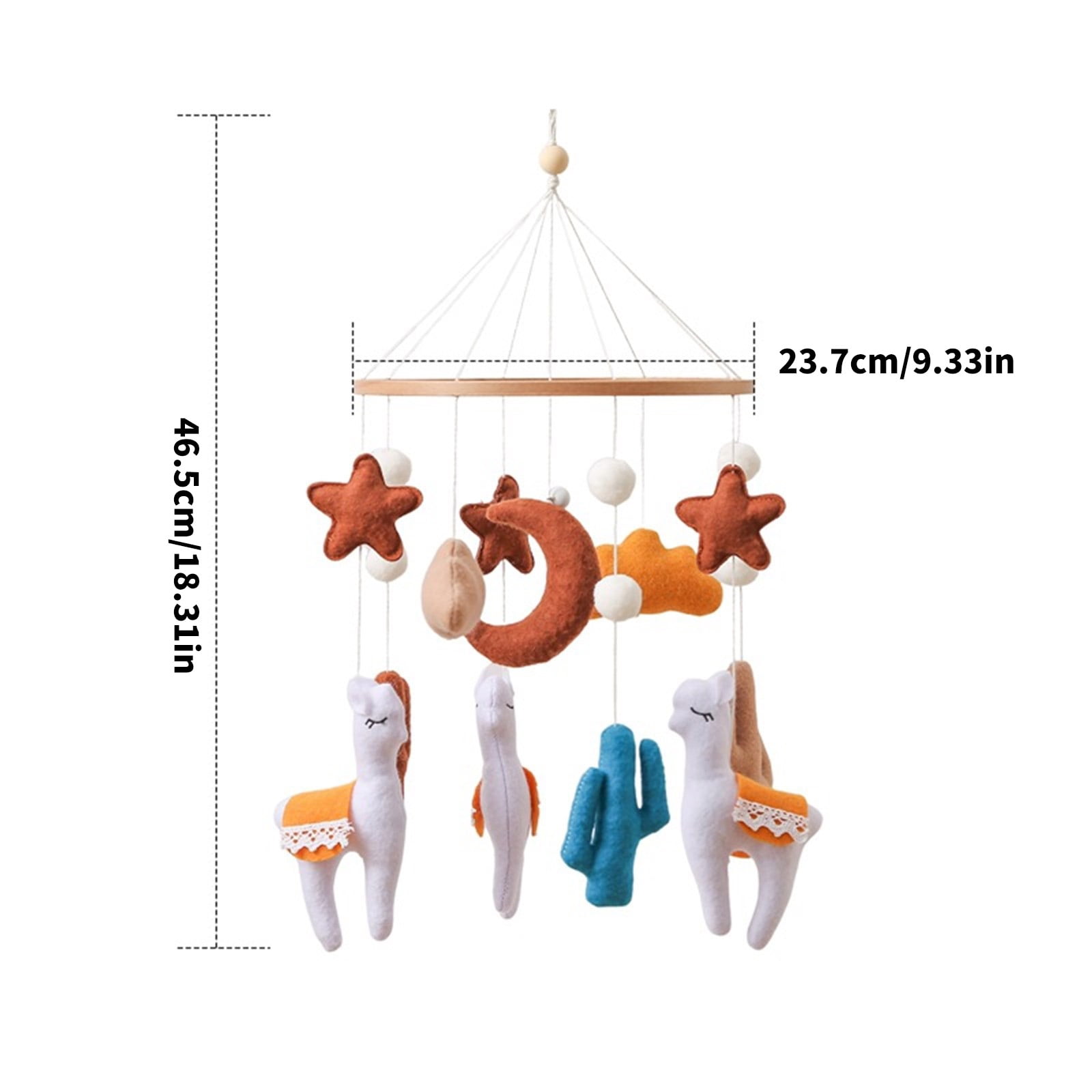 Newborn-Friendly Mobile Toy, Soft Felt Alpacas with Gentle Bells for Visual Development & Chewing