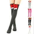 thumbnail image 6 of Lierteer Christmas Striped Long Stockings Bow Christmas Socks Ball Long Socks Fashion Women Soks Sexy Slim Long Soks Striped Hosiery 16, 6 of 9