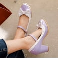 thumbnail image 4 of SACFOF Women's Low Kitten Heel Mary Jane Oxfords Pumps Comfortable Ankle Strap Dress Shoes with Bow, 4 of 6
