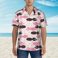 thumbnail image 2 of Gaeub pink fish hearts Print Men's Hawaiian Shirt,Button Down Short Sleeves Shirts,Tropical Beach Casual Button Down Shirts,Large, 2 of 7