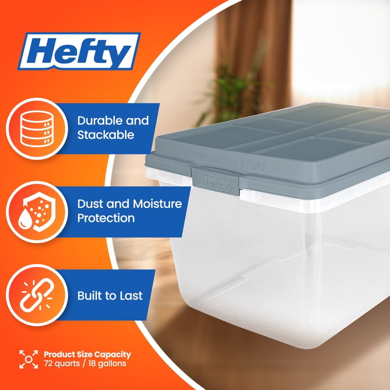 Hefty Hi-Rise Storage Bins 72 Qt: Organize Effortlessly