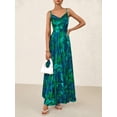 thumbnail image 4 of Vestido largo floral verde BTFBM con tirantes finos, talla mediana, 4 of 8