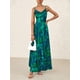 thumbnail image 4 of Vestido largo floral verde BTFBM con tirantes finos, talla mediana, 4 of 8
