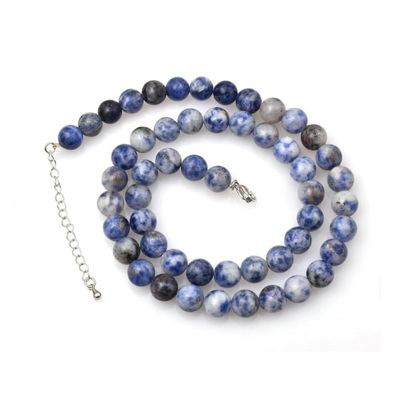 Sunburst Natural White Spot Sodalite Gemstone 8 MM Round Smooth Beads Necklace Adjustable Mala Jewelry