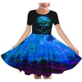 thumbnail image 1 of Robe Trapèze Évasée pour Filles, Robe Décontractée à Manches Courtes et Col Rond pour Enfants, Robe Extensible et Douce pour le Quotidien, l'École, les Fêtes et les Vacances, 1 of 4