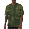 thumbnail image 2 of ZunFeo Mens Tie Dye Shirts Oversized Curved Hem Crew Neck Short Sleeve Soft Stretchy Casual Tee Top Army Green,Size 2XL, 2 of 6