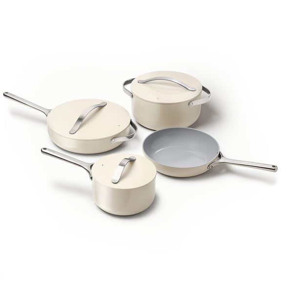 Caraway Ceramic Non-Stick Pots & Pans Cookware Set, 12- Piece, Cream