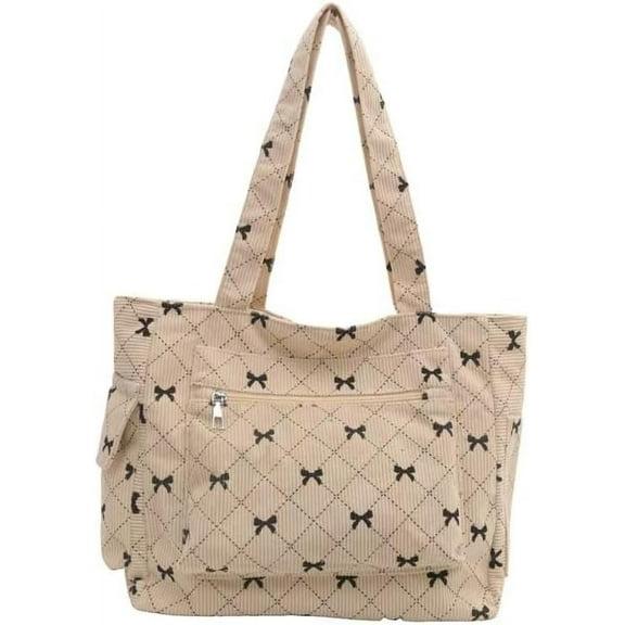 Corduroy Handbag Ladies Shoulder Bag Zip Large Handbag Cute Purse