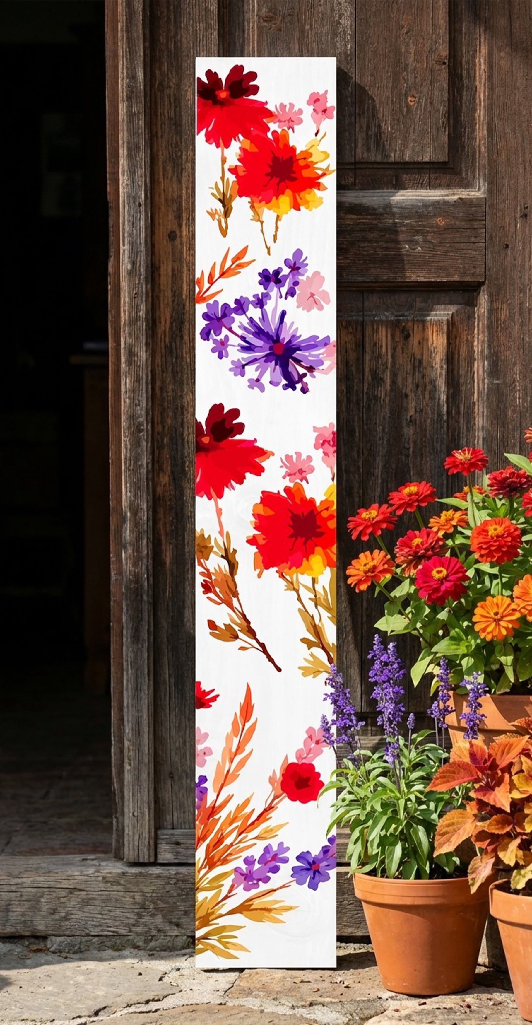 Calloway Mills 118165907 Wildflower White Hello Porch Leaner, 59" x 7.25"