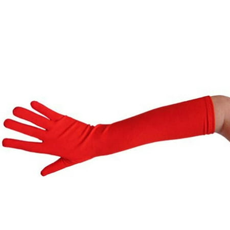 Elbow Length 18 inch Ladies Gloves Assorted Colors J18992 - Red