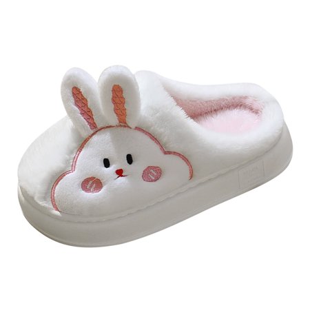 

Women Walking Shoes Couple Women s Thick Bottom Cotton Slippers Autumn And Winter Home Cute Rabbit Plush Comfortable Warm Soft Bottom Non Slip Slippers slipper for Women White