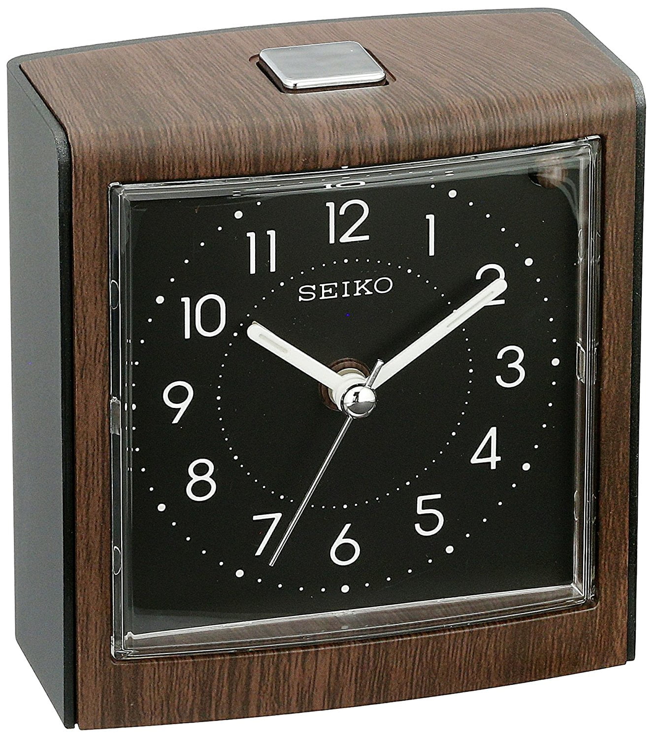 Seiko 'BEDSIDE' Plastic Alarm Clock, ColorDark Brown (Model QHE139ZLH