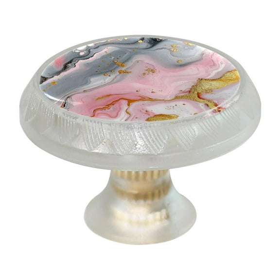 HemaKayy 4 Pack 1.37" Decorative Cabinet Knobs - Themed ABS Glass Drawer Handle, Durable & Rust-Resistant, Perfect for Kitchen, Bathroom, and Home Decor - Unique Marble Texture