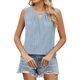 thumbnail image 1 of Camiseta sin mangas de color liso con cuello redondo y pliegues de encaje para mujer - Detalles femeninos, lavable a máquina, tallas S-XXL, contorno de pecho 93-119 cm, 1 of 8