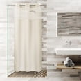 thumbnail image 1 of EIMELI [Rideau de Douche Beige] Rideau de Douche Beige en Polyester Sans Crochets à Tissage Gaufré / Ensemble de Rideaux de Salle de Bain d'Hôtel de Haute Qualité 230 G/m2 avec Doublure à Boutons-Pression Plusieurs Tailles Universel pour Tous, 1 of 7