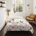 thumbnail image 4 of Vintage Pink Flowers Large Tapestry for Bedroom Wall Hanging Tapestry,Spring Floral Butterfly Retro Art Ceiling Backdrop Tapestries Poster Blanket Wall Decor for Teens Room Living Room 100" x 59", 4 of 8