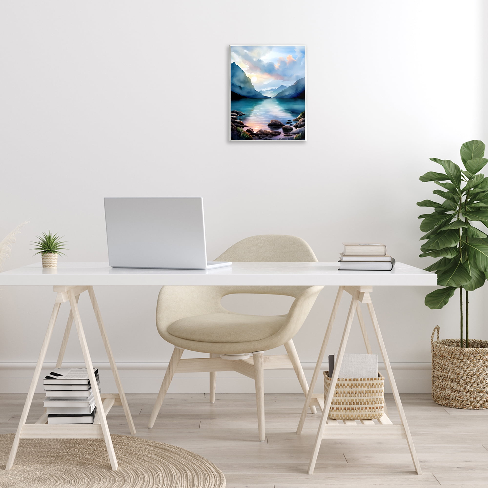 Stupell Industries Rocky Mountain Beach Landscape Painting Unframed Art Print Wall Art, 11 x 14