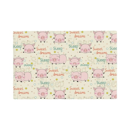 

Placemats Set of 6 Pigs Sleep Place mats for Dining Table Indoor/Outdoor Cute Heat Resistant Washable Table Mats(18 x 12 )