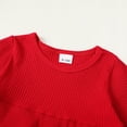 thumbnail image 5 of 6 Months Baby Girls Clothes 12 Months Girls 2PCS Fall Winter Outfits Set Solid Color Infant Girls Long Sleeve Irregular Top Denim Pants Set Red, 5 of 9