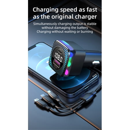 Bluetooth FM Transmitter for Car - 3 in 1 Bluetooth Car Adapter, Type-C 66W+ Fast USB Charger + Phone Charging,Mp3 Player Wireless Bluetooth Receiver,Support U Disk