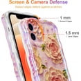 thumbnail image 4 of Case for iPhone 11, Colorful Retro Oil Painting Peony Flower Laser Glossy Pattern Cute Curly Waves Edge Exquisite Phone Cover Stylish Durable TPU Protective Case for Girls Women - Pink#4, 4 of 12