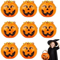 Japceit Halloween Pumpkin Bucket, 8pcs Plastic Trick or Treat Buckets, Cute Candy Holders for Party Favors, Festive Decor for Home, Porch, Yard, Halloween Celebration Accessories