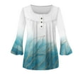 thumbnail image 4 of Dyegold Fall Shirts For Women 2023 3/4 Sleeve Pleated Front V Neck Button Down Tops Tunics Vintage Floral Printed Blouses, 4 of 4